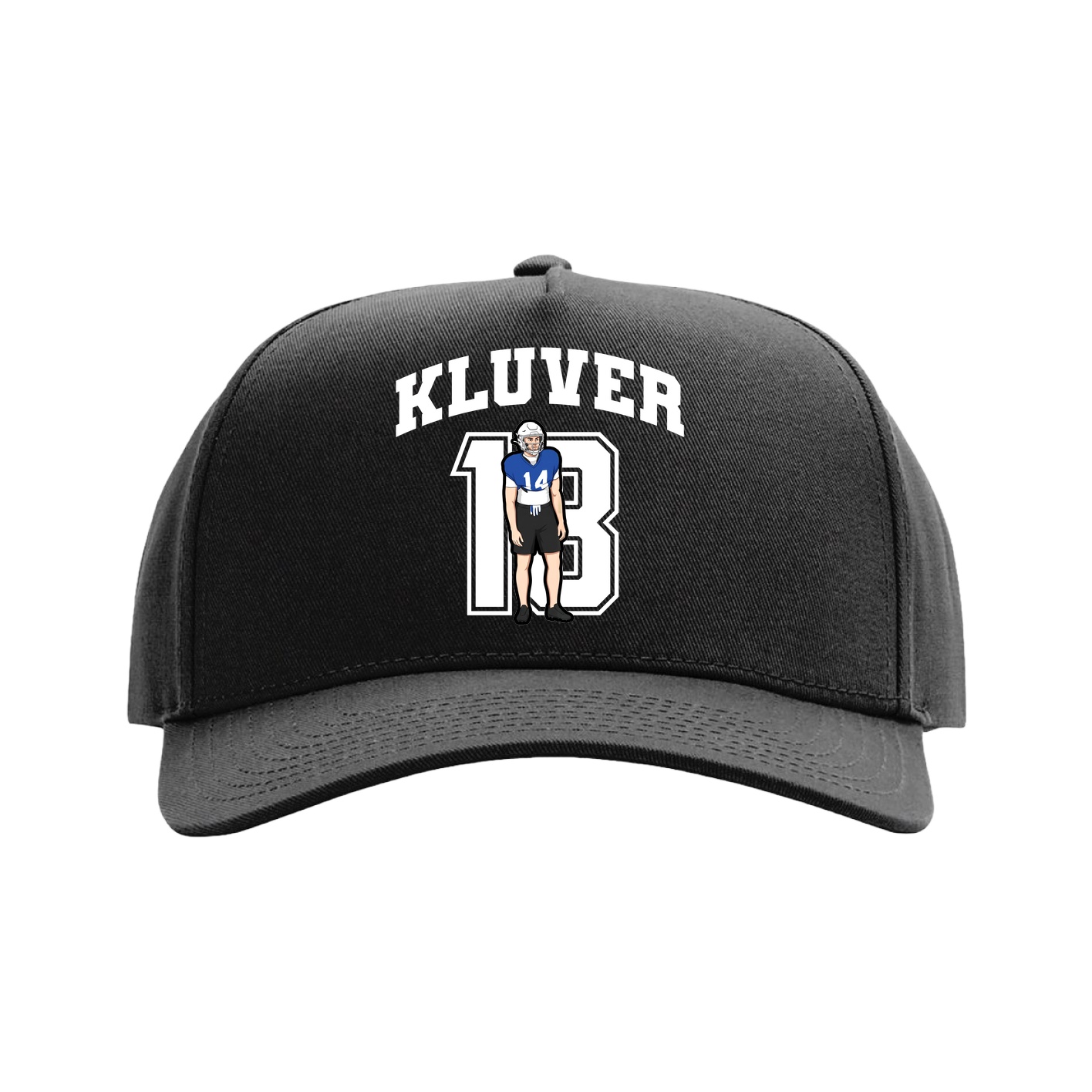 Full Fabric Five-Panel Champ Cap — Number in Black