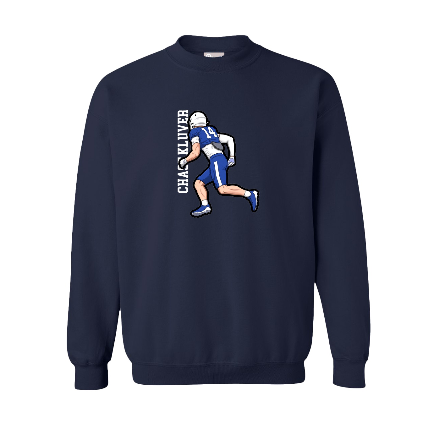 Fleece Crew — Name Vertical in Navy