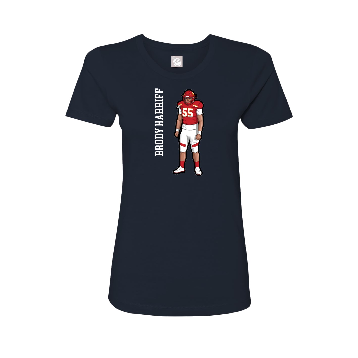 Fitted Women's Tee — Name Vertical in Navy
