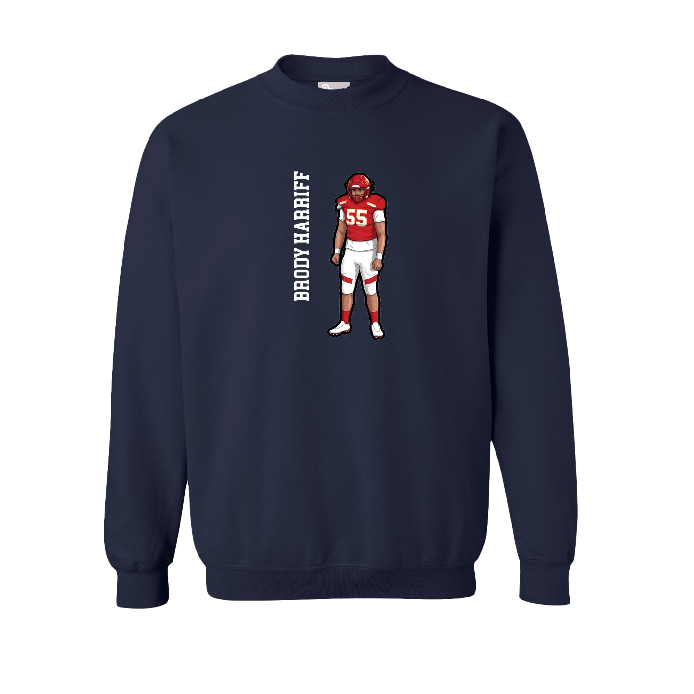 Fleece Crew — Name Vertical in Navy