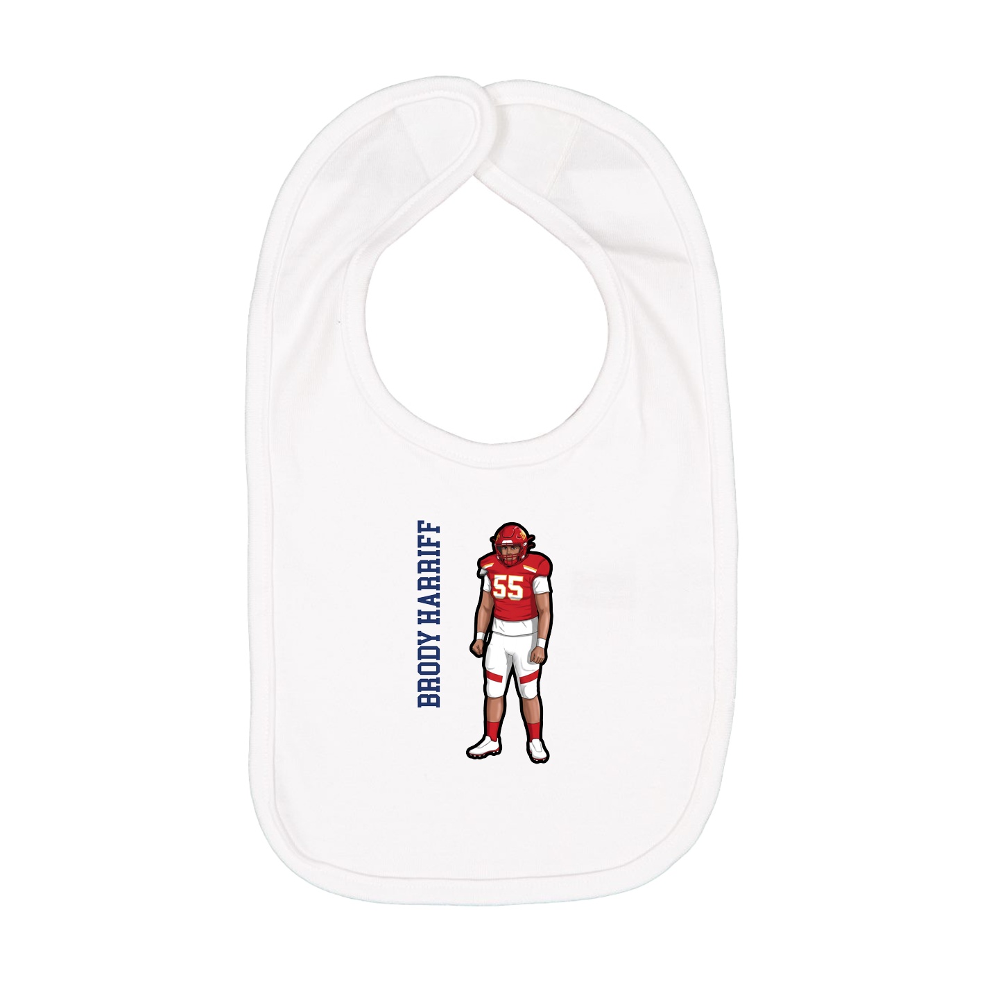 Infant Bib — Name Vertical in White