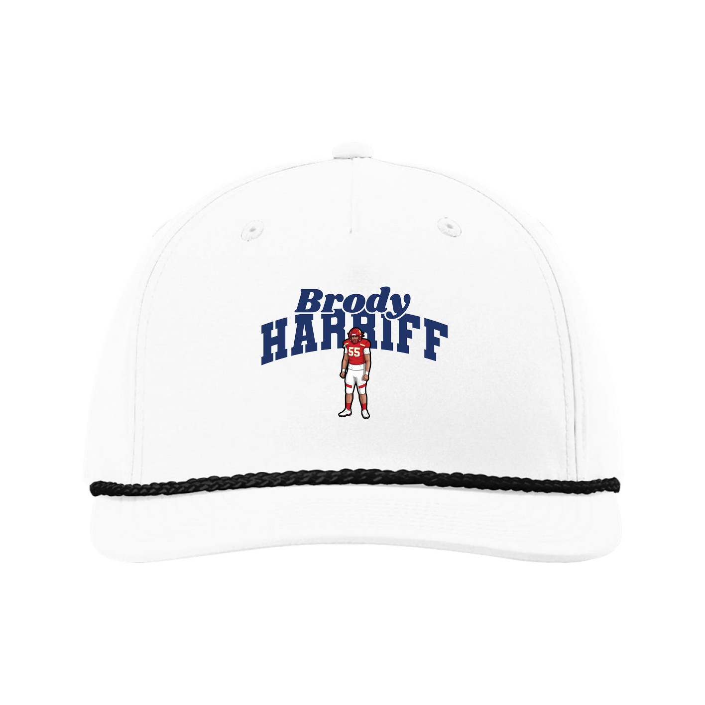 Five-Panel Classic Rope Cap — Signature Arch in White