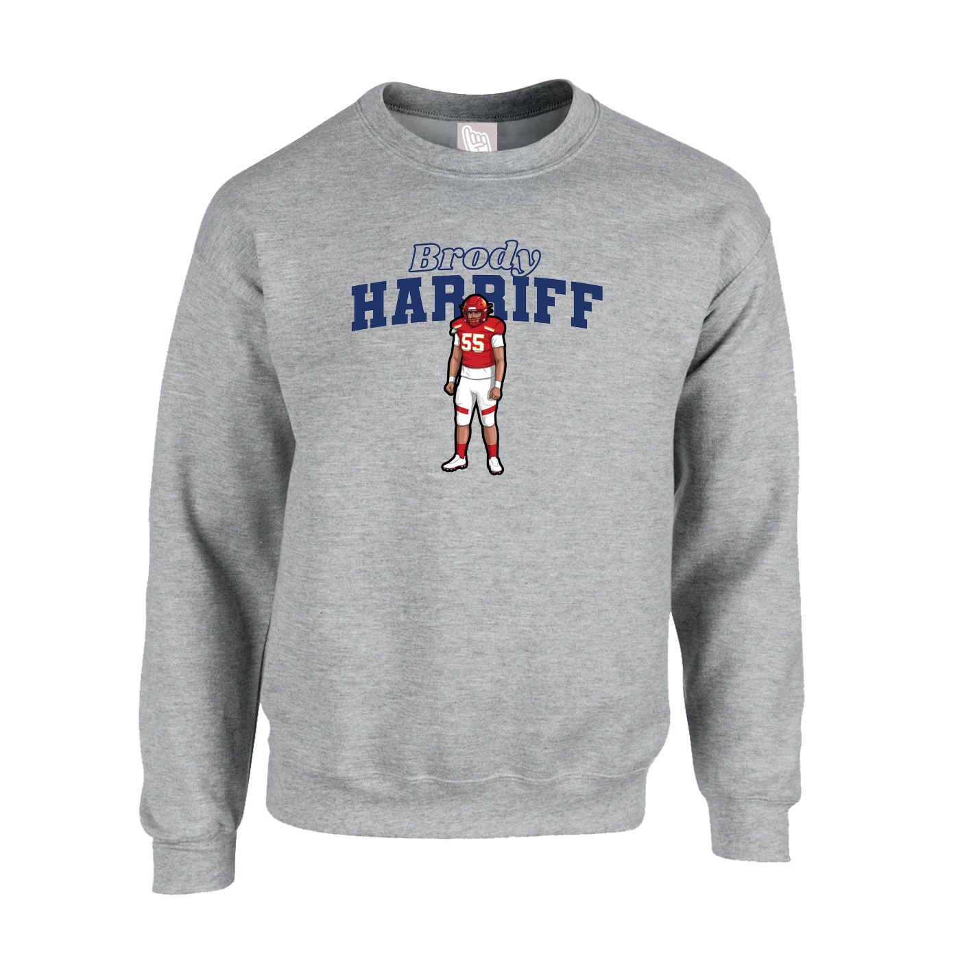 Fleece Crew — Name Arch in Grey