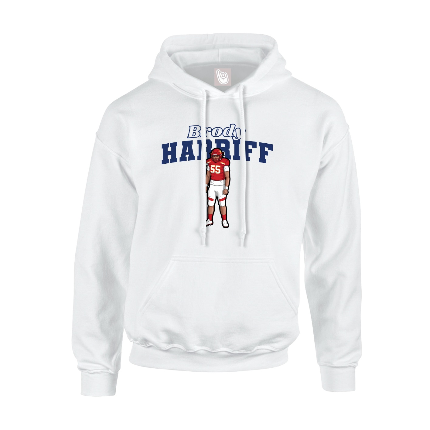 Youth Hoodie — Name Arch in White
