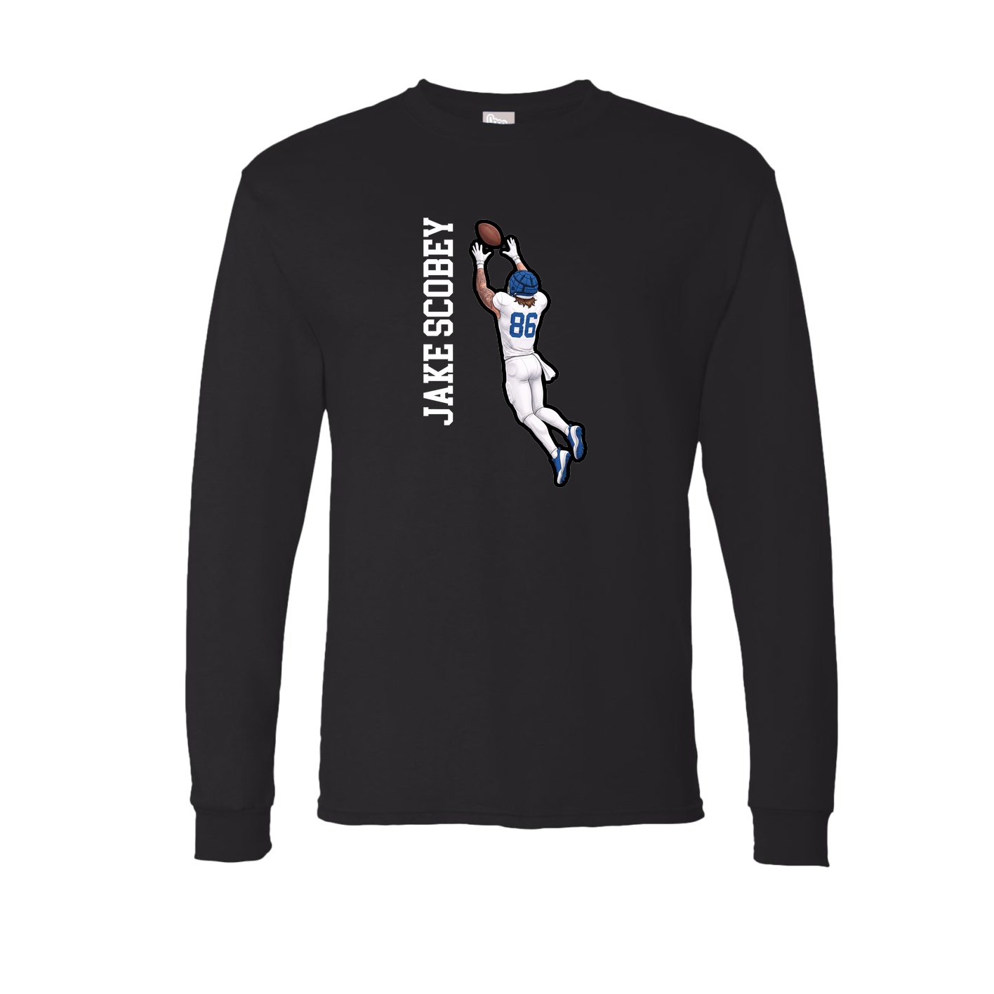 Long Sleeve Tee — Name Vertical in Black