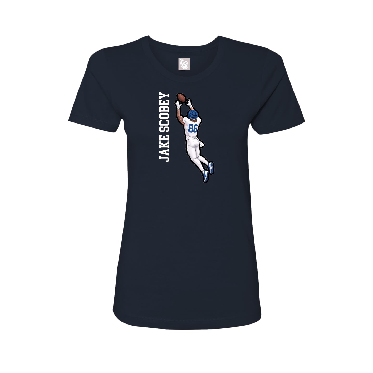 Fitted Women's Tee — Name Vertical in Navy