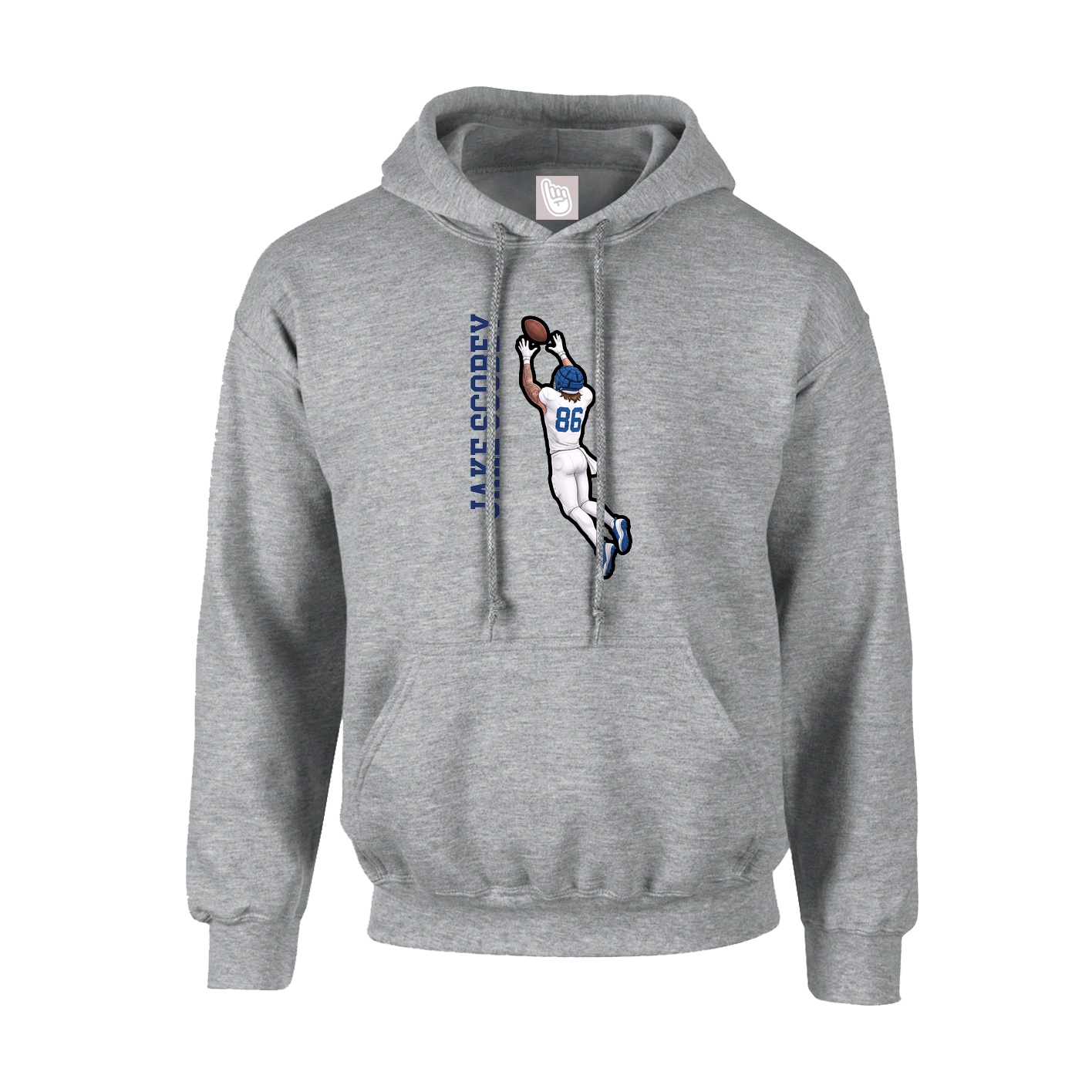 Hoodie — Name Vertical in Grey
