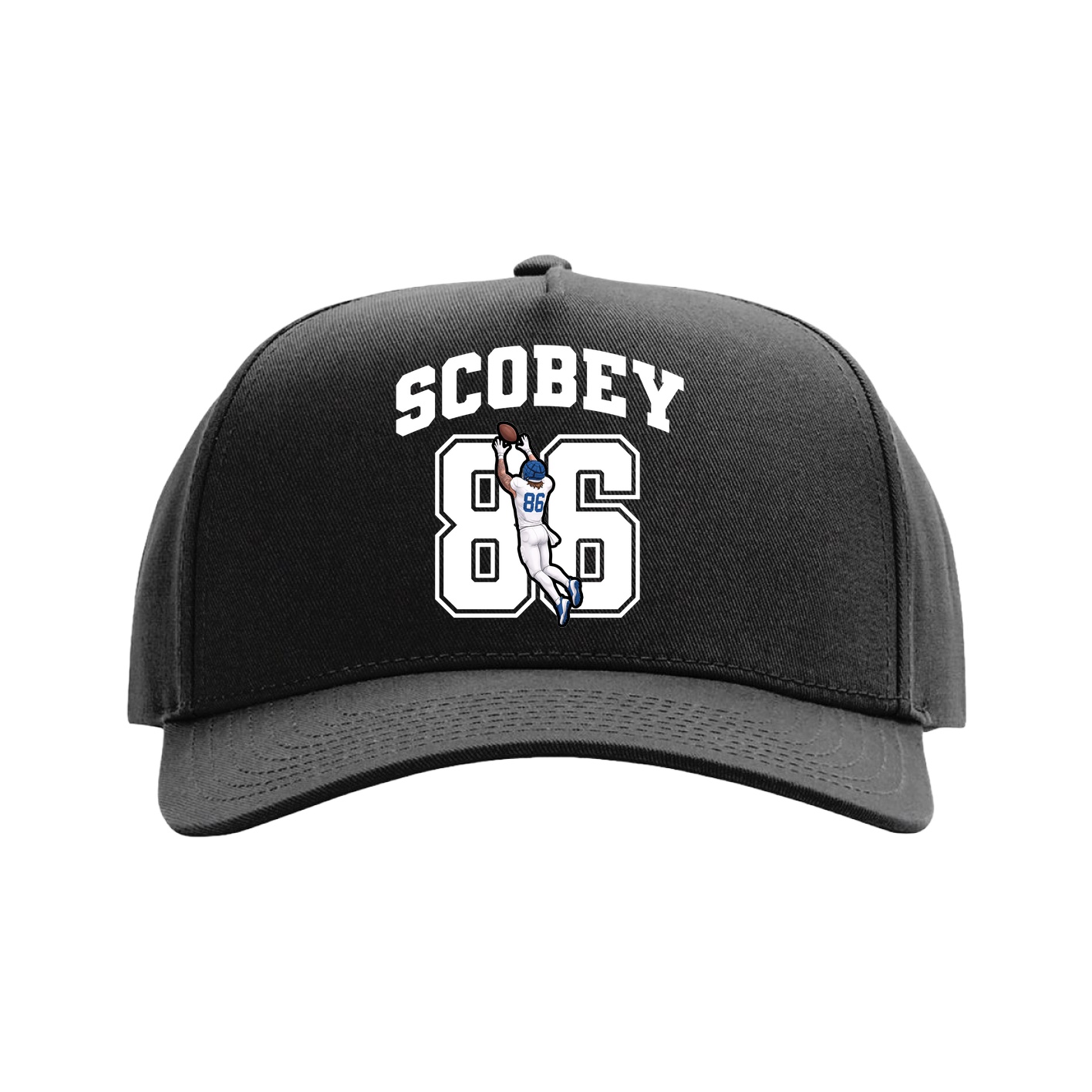 Full Fabric Five-Panel Champ Cap — Number in Black