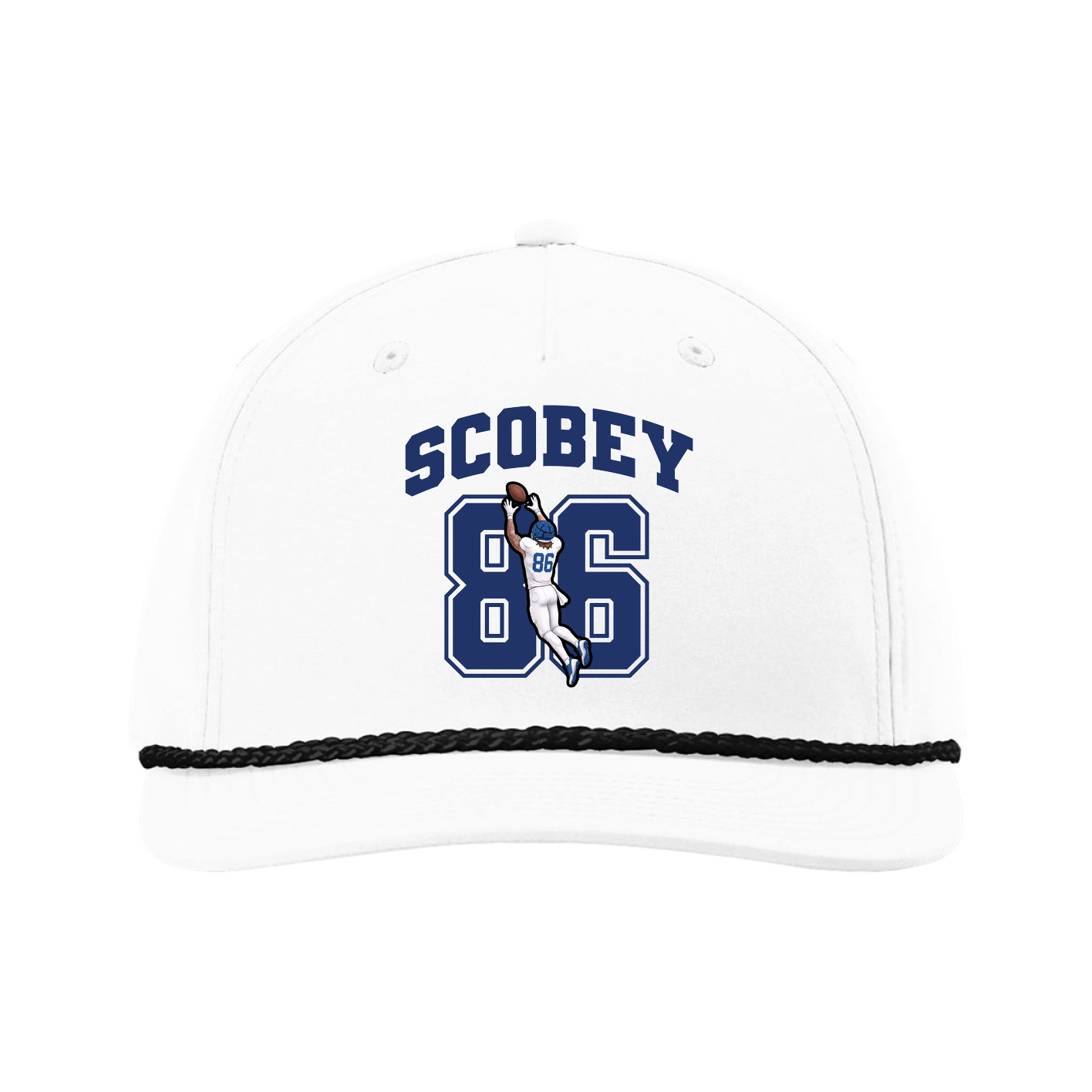 Five-Panel Classic Rope Cap — Number in White