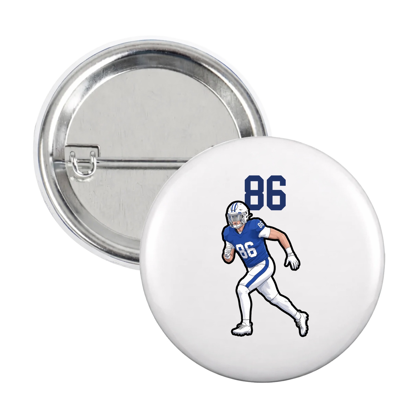 Game Day Button — Number Top in White