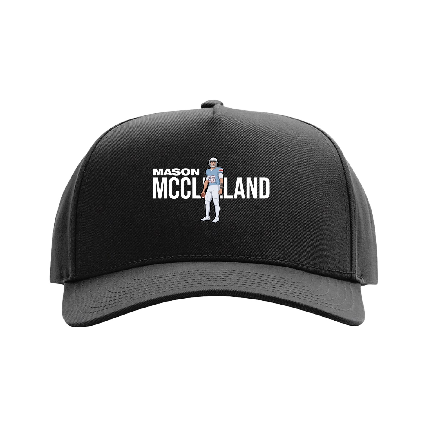 Full Fabric Five-Panel Champ Cap — Player Name in Black