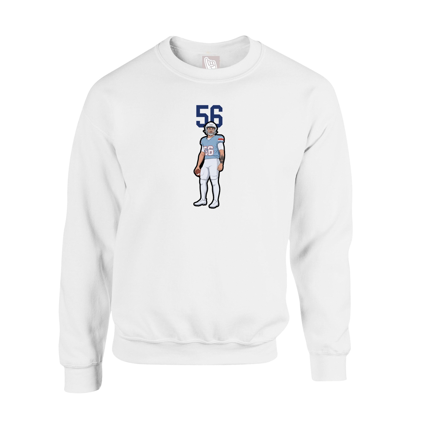 Fleece Crew — Number Top in White