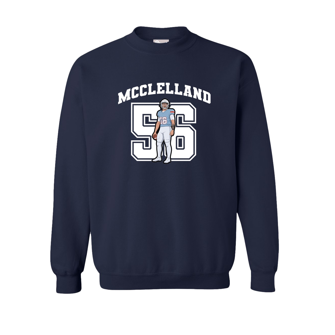 Fleece Crew — Number in Navy