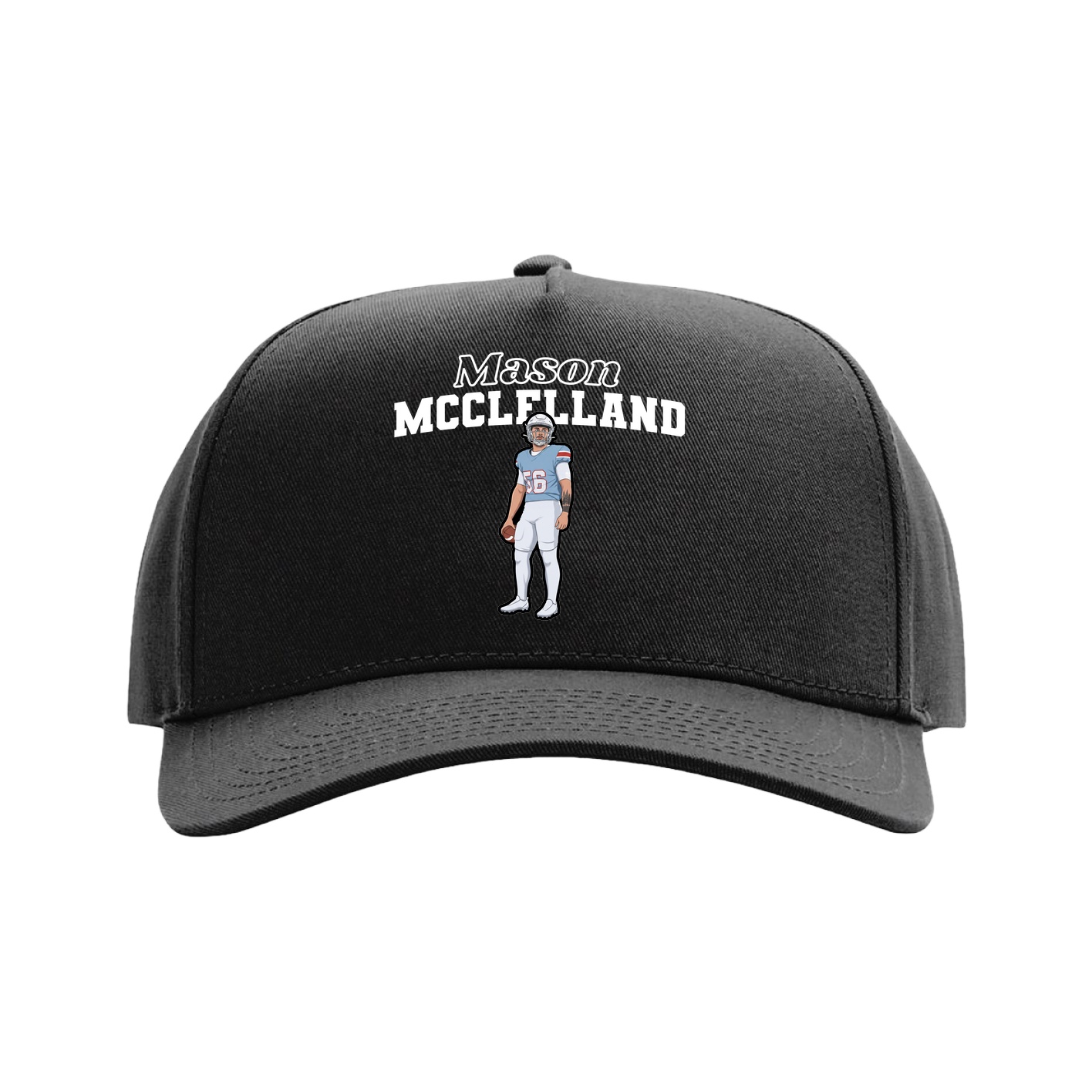 Full Fabric Five-Panel Champ Cap — Name Arch in Black