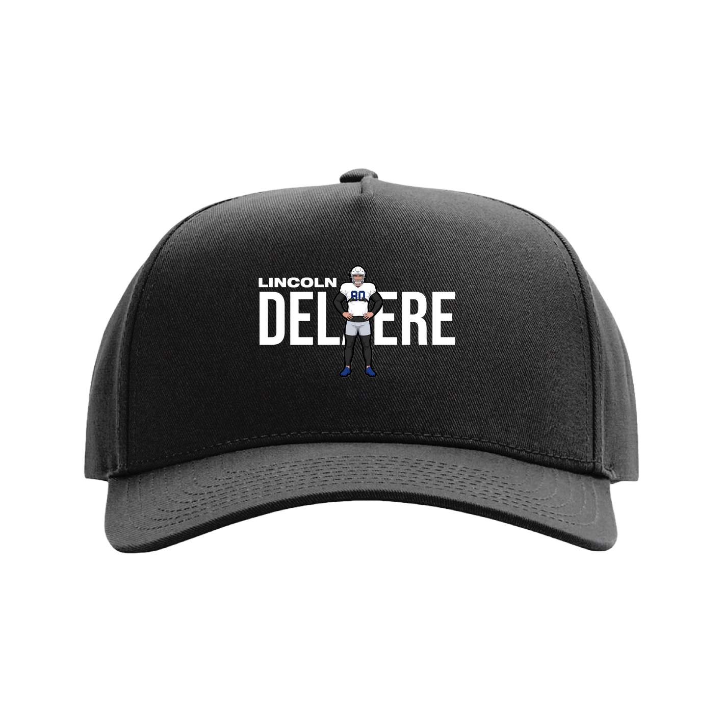 Full Fabric Five-Panel Champ Cap — Player Name in Black