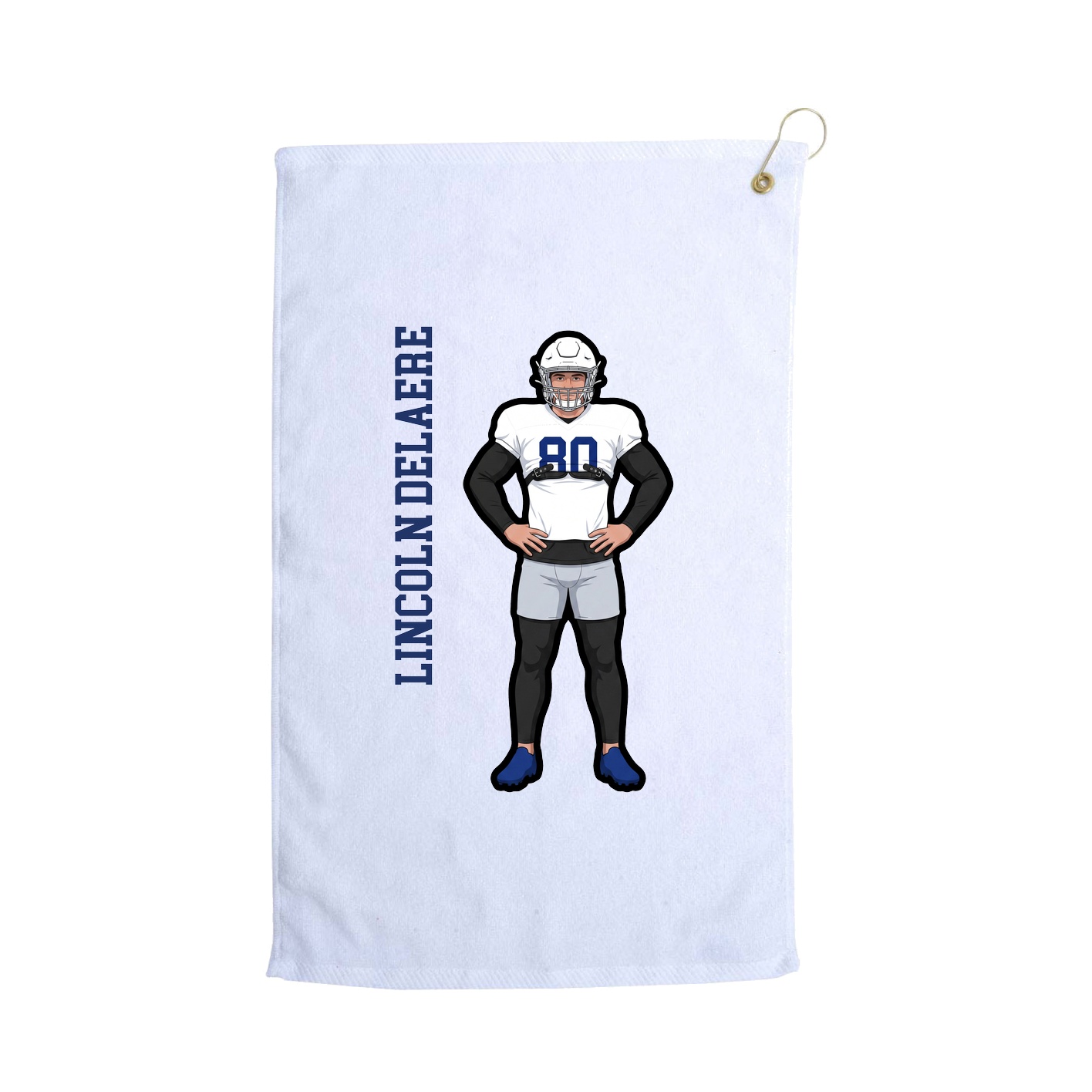 Golf Towel — Name Vertical in White