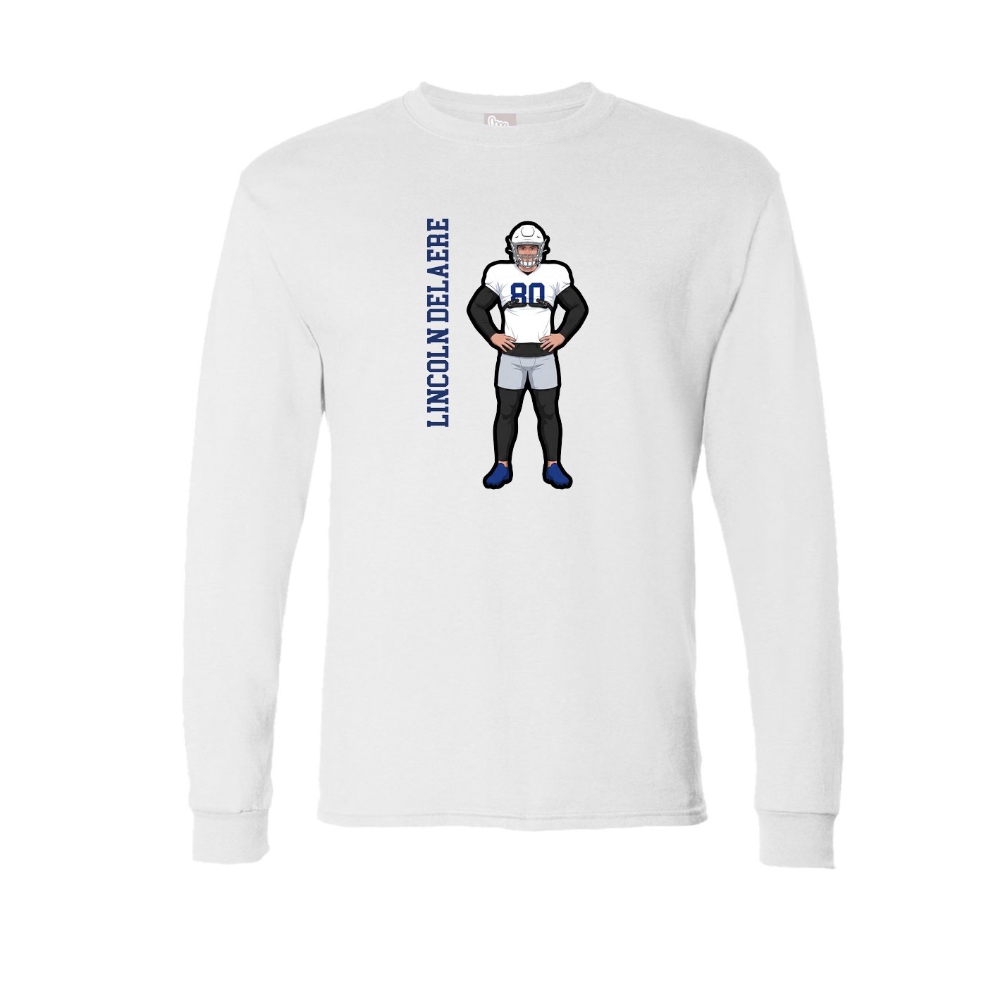 Long Sleeve Tee — Name Vertical in White