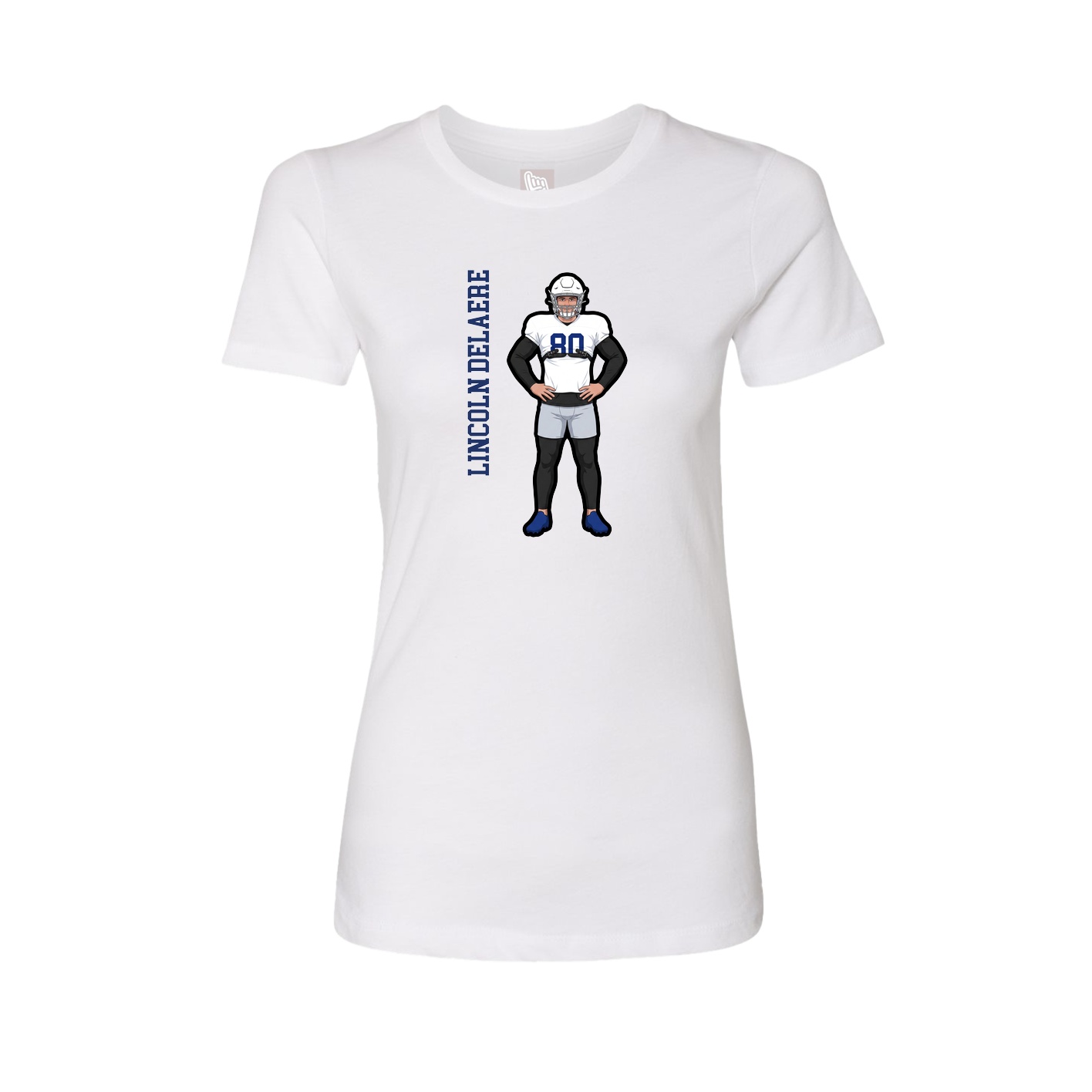 Fitted Women's Tee — Name Vertical in White