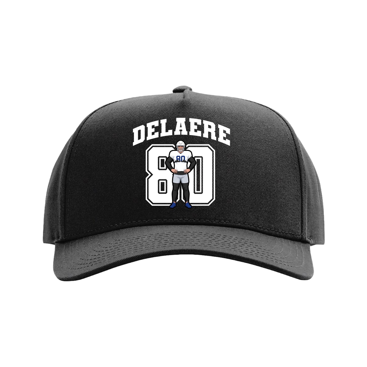 Full Fabric Five-Panel Champ Cap — Number in Black