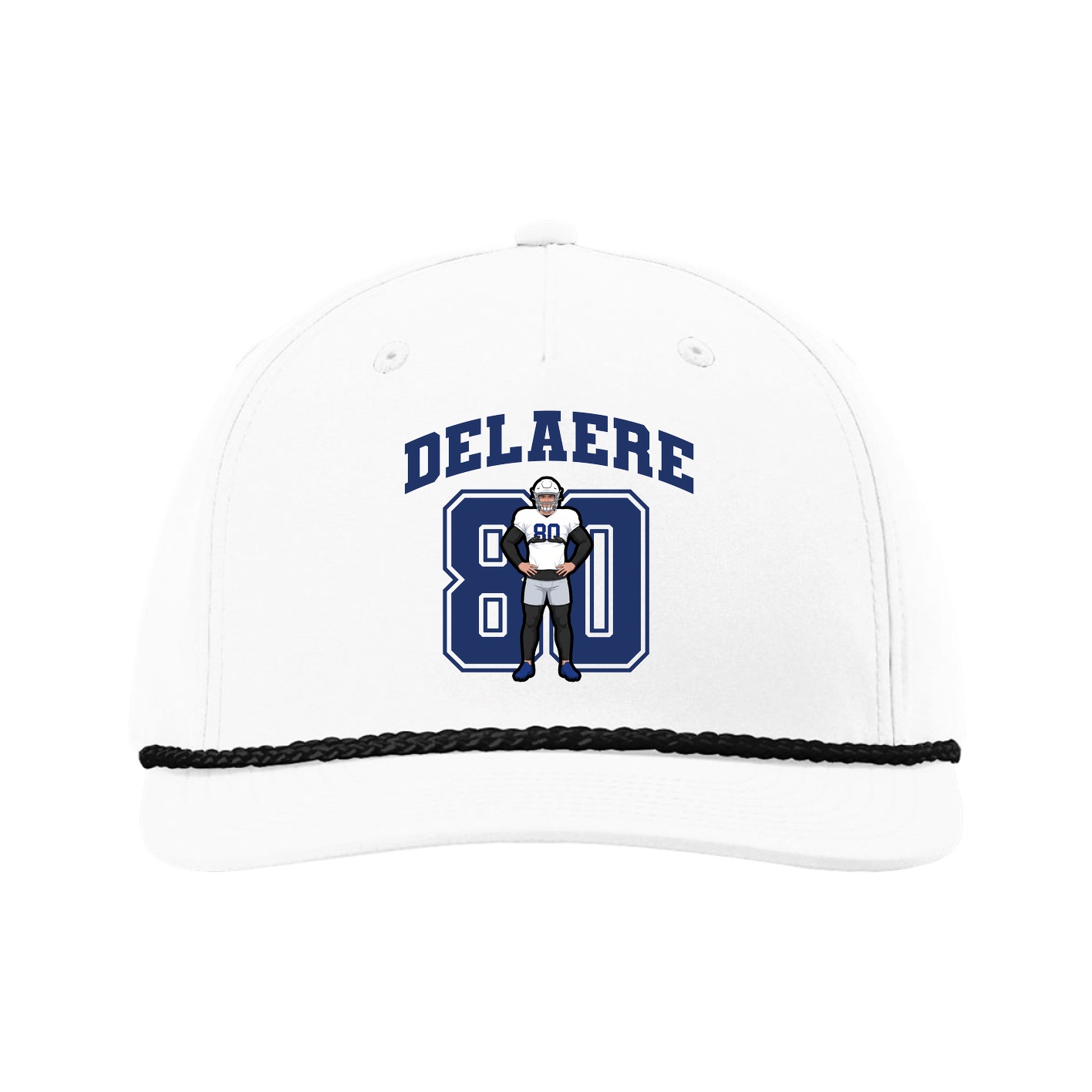 Five-Panel Classic Rope Cap — Number in White