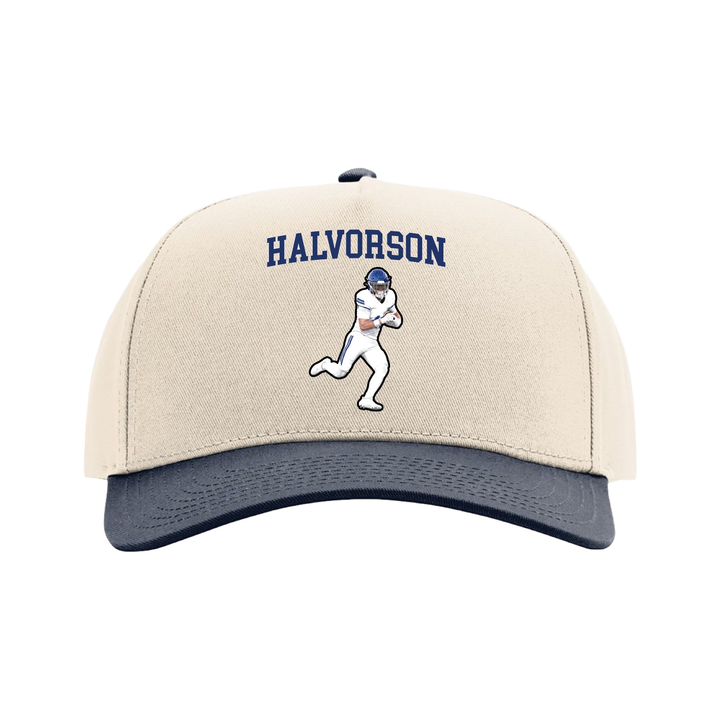 Full Fabric Five-Panel Champ Cap — Shirsey in Cream/Navy