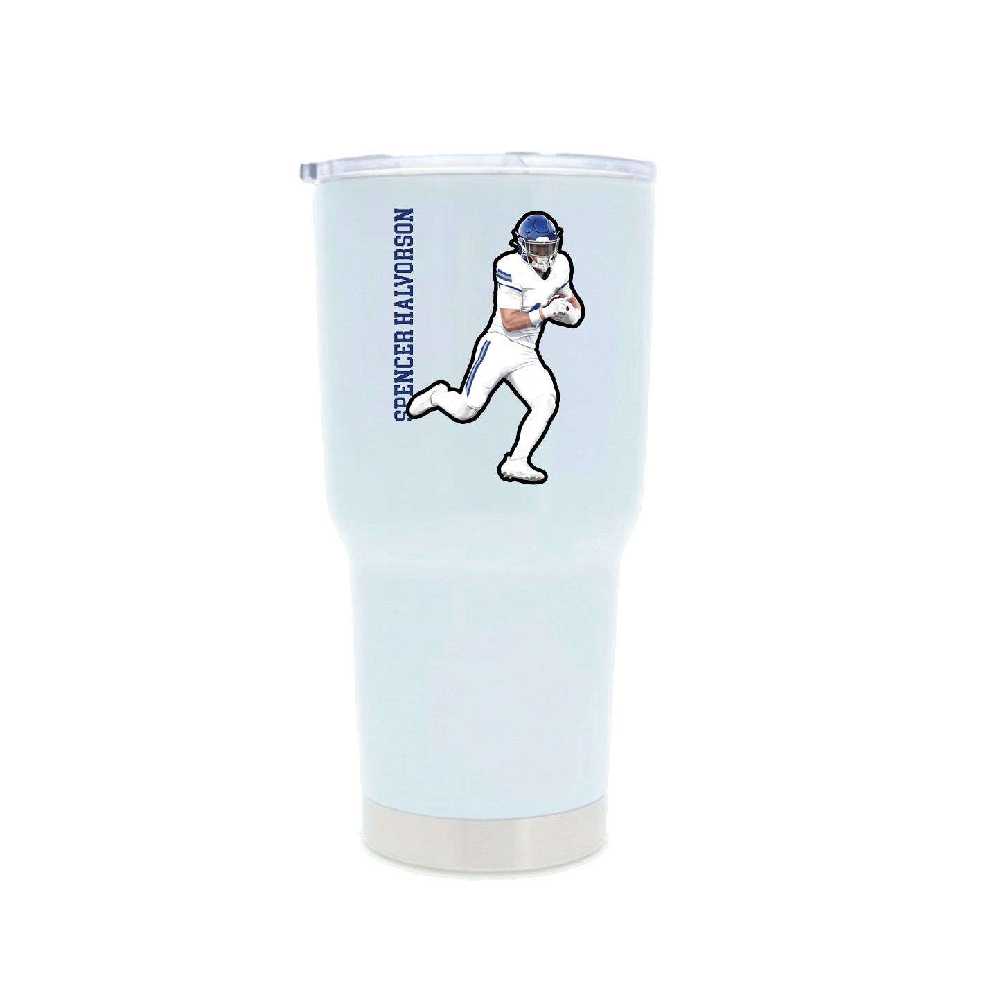 30oz Stainless Steel Tumbler — Name Vertical in White