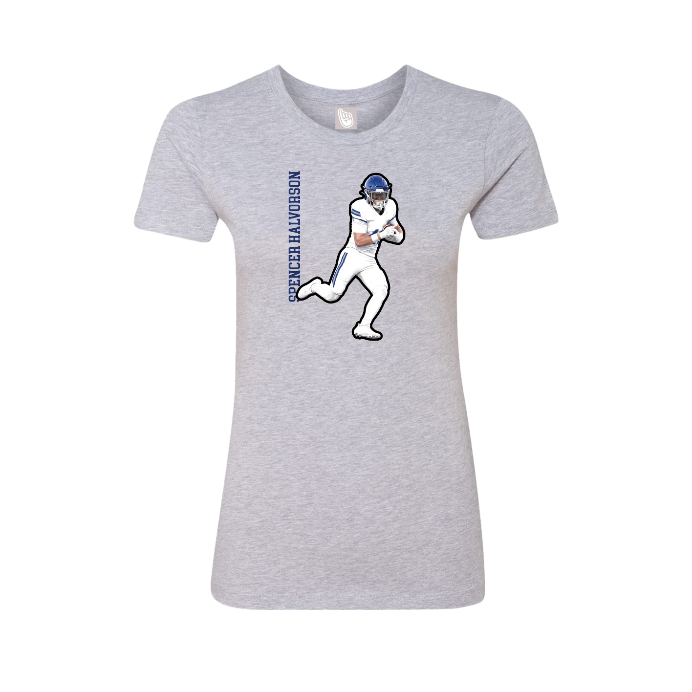Fitted Women's Tee — Name Vertical in Grey