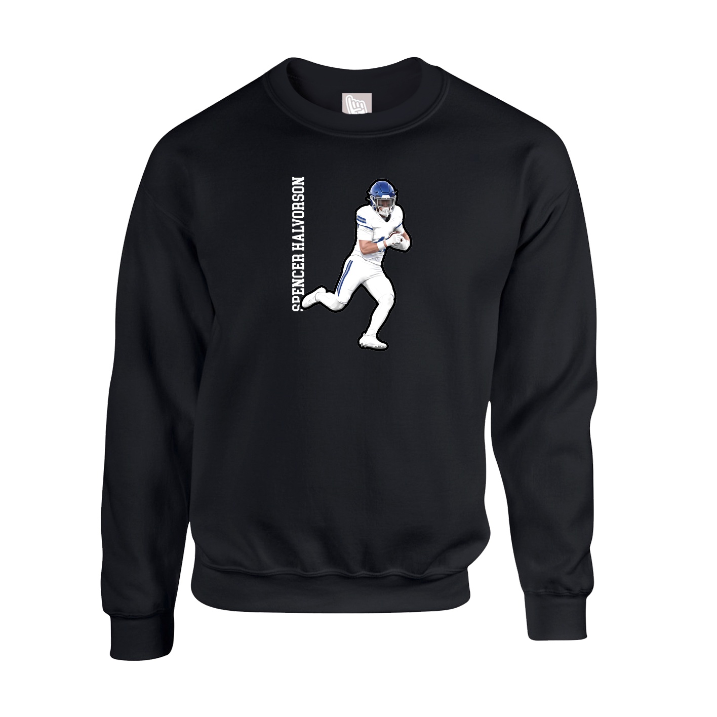 Fleece Crew — Name Vertical in Black