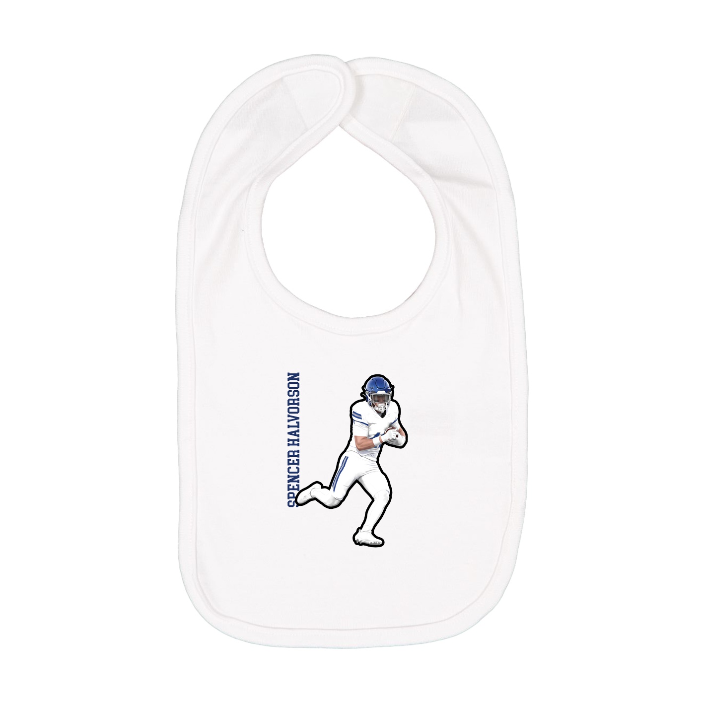Infant Bib — Name Vertical in White