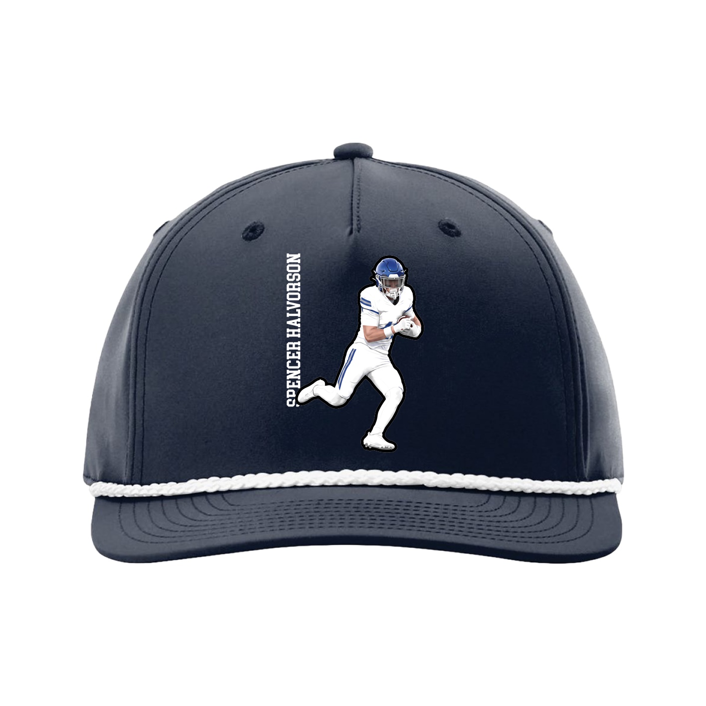 Five-Panel Classic Rope Cap — Name Vertical in Navy