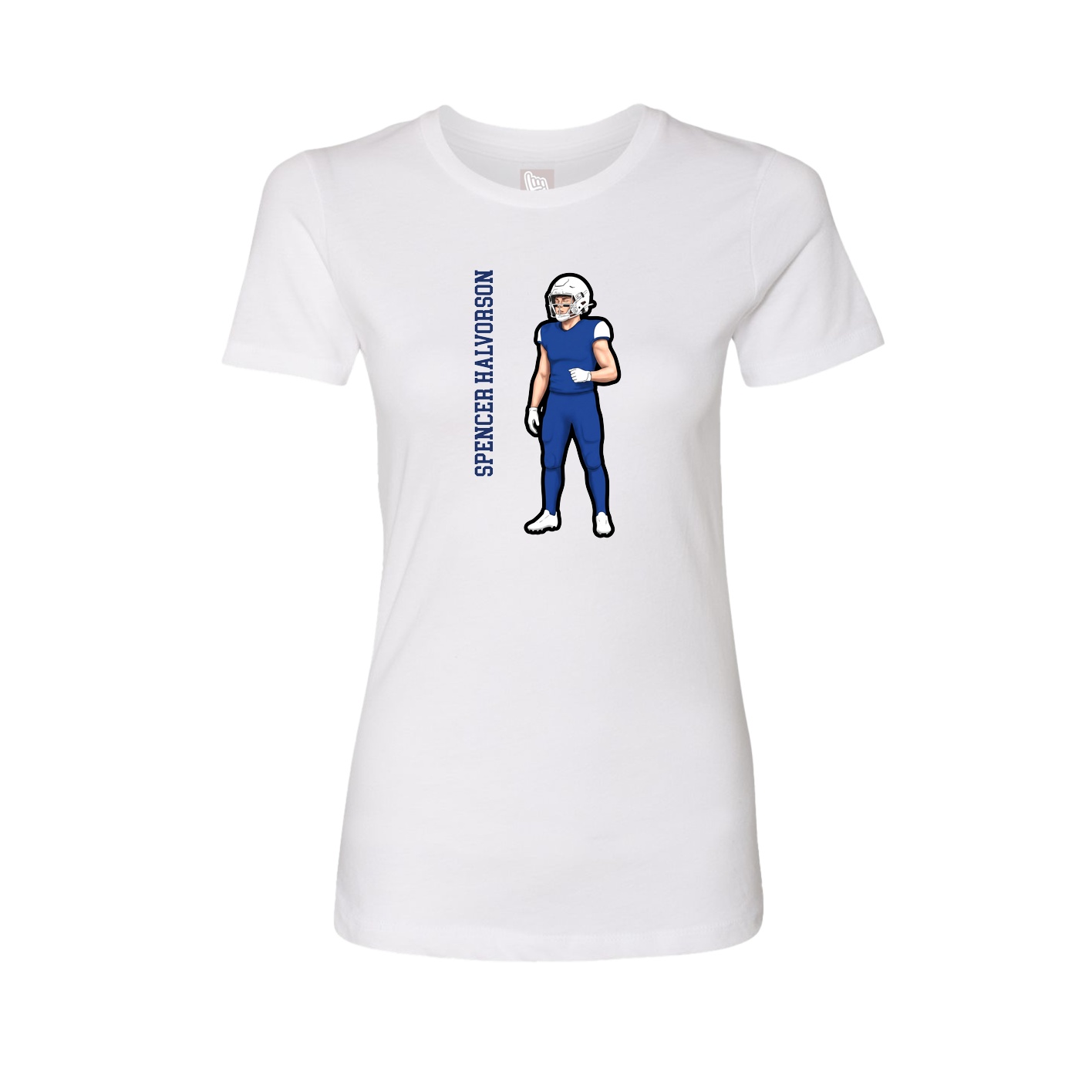 Womens Tee — Name Vertical in White