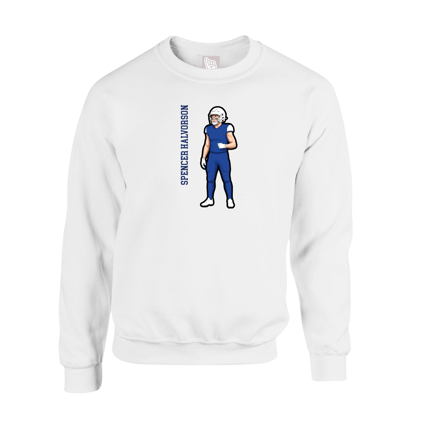 Fleece Crew — Name Vertical in White