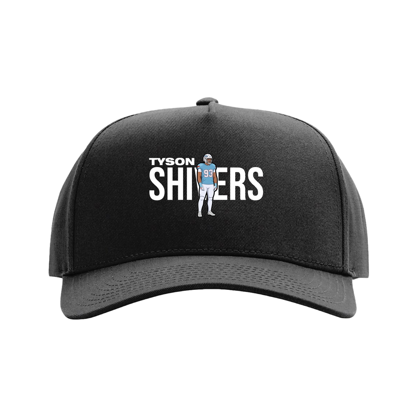 Full Fabric Five-Panel Champ Cap — Player Name in Black