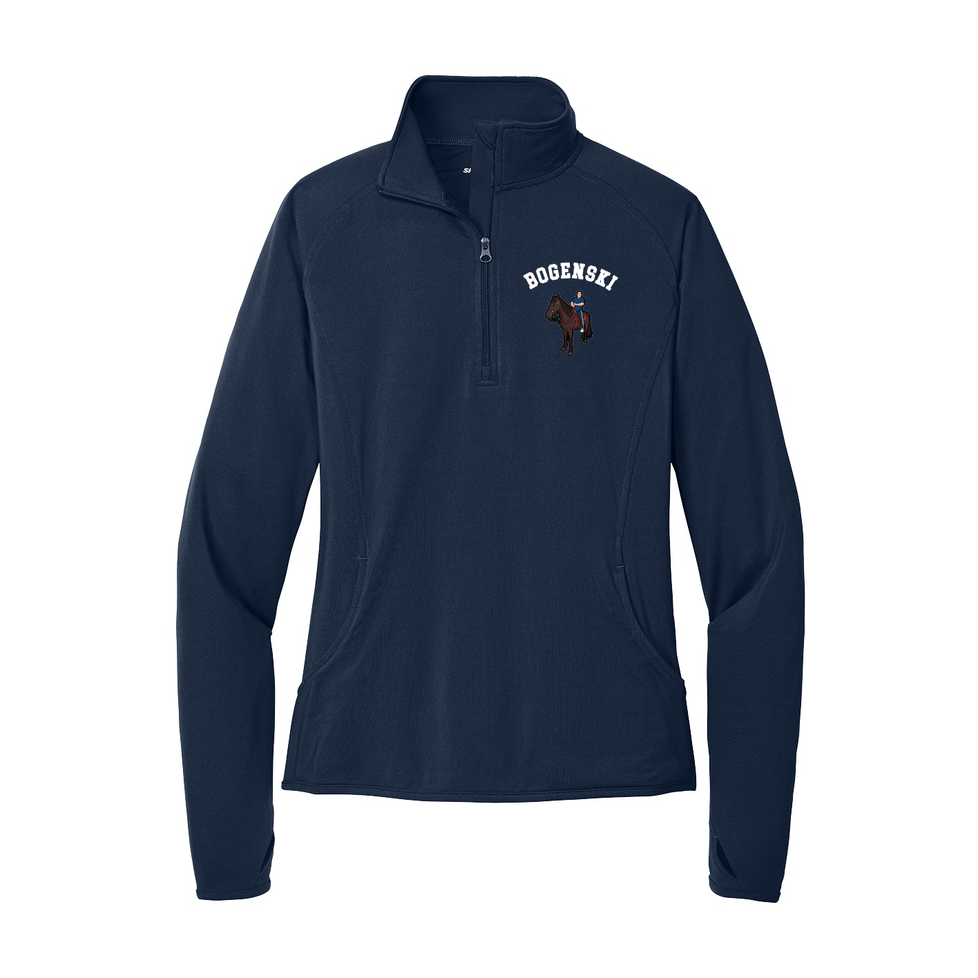 Women's Q-Zip Pullover — Shirsey Arch in Navy