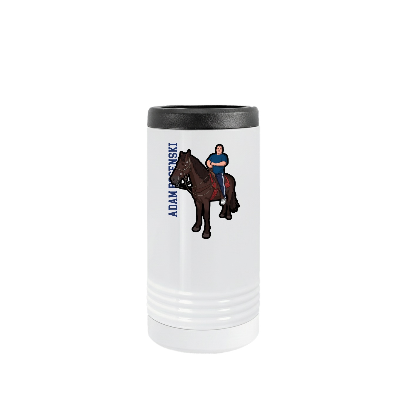 Slim Beverage Holder — Name Vertical in White