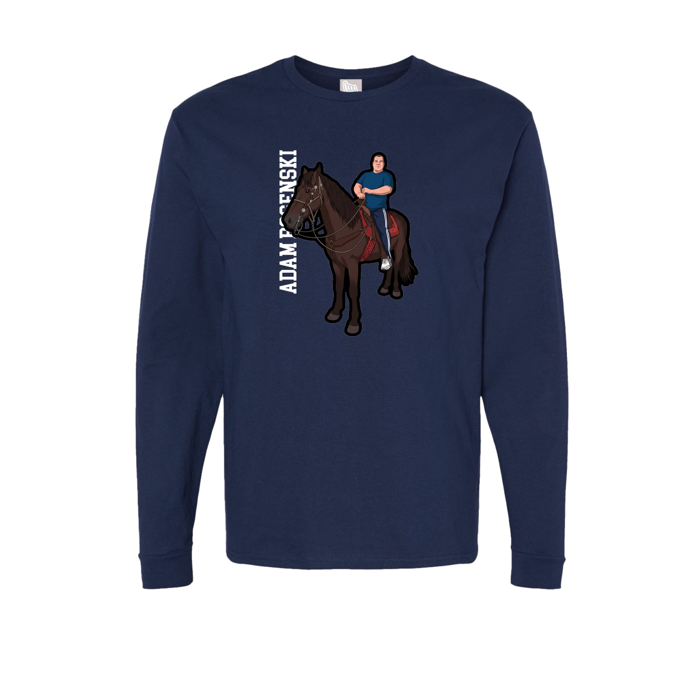 Long Sleeve Tee — Name Vertical in Navy