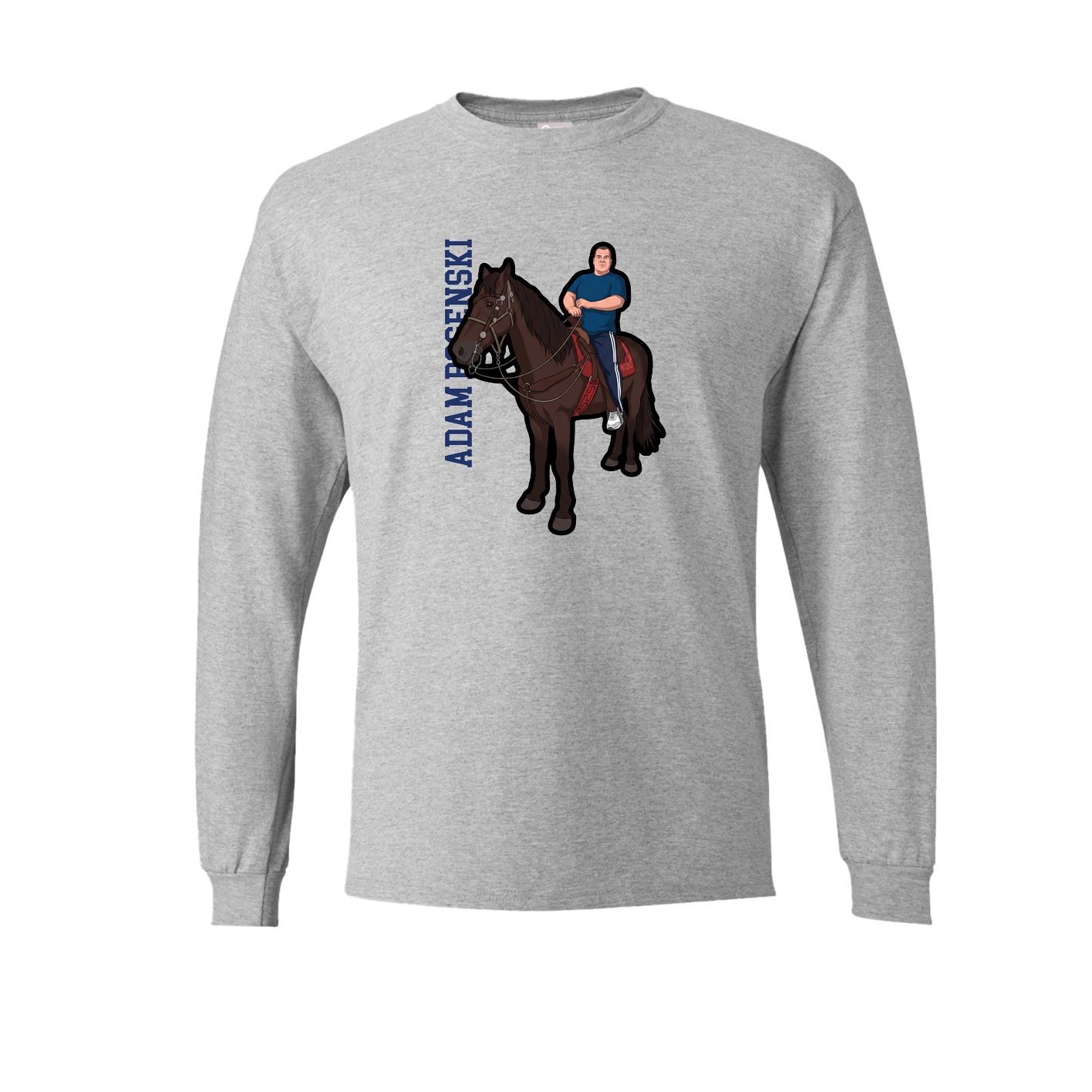 Long Sleeve Tee — Name Vertical in Grey