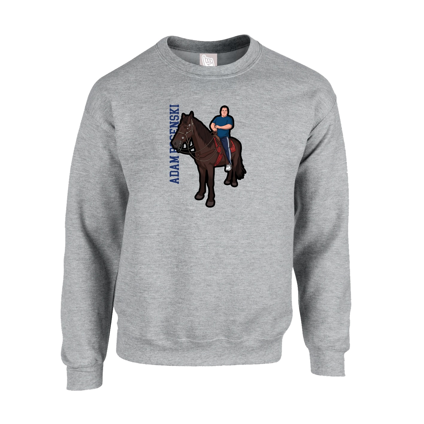 Fleece Crew — Name Vertical in Grey