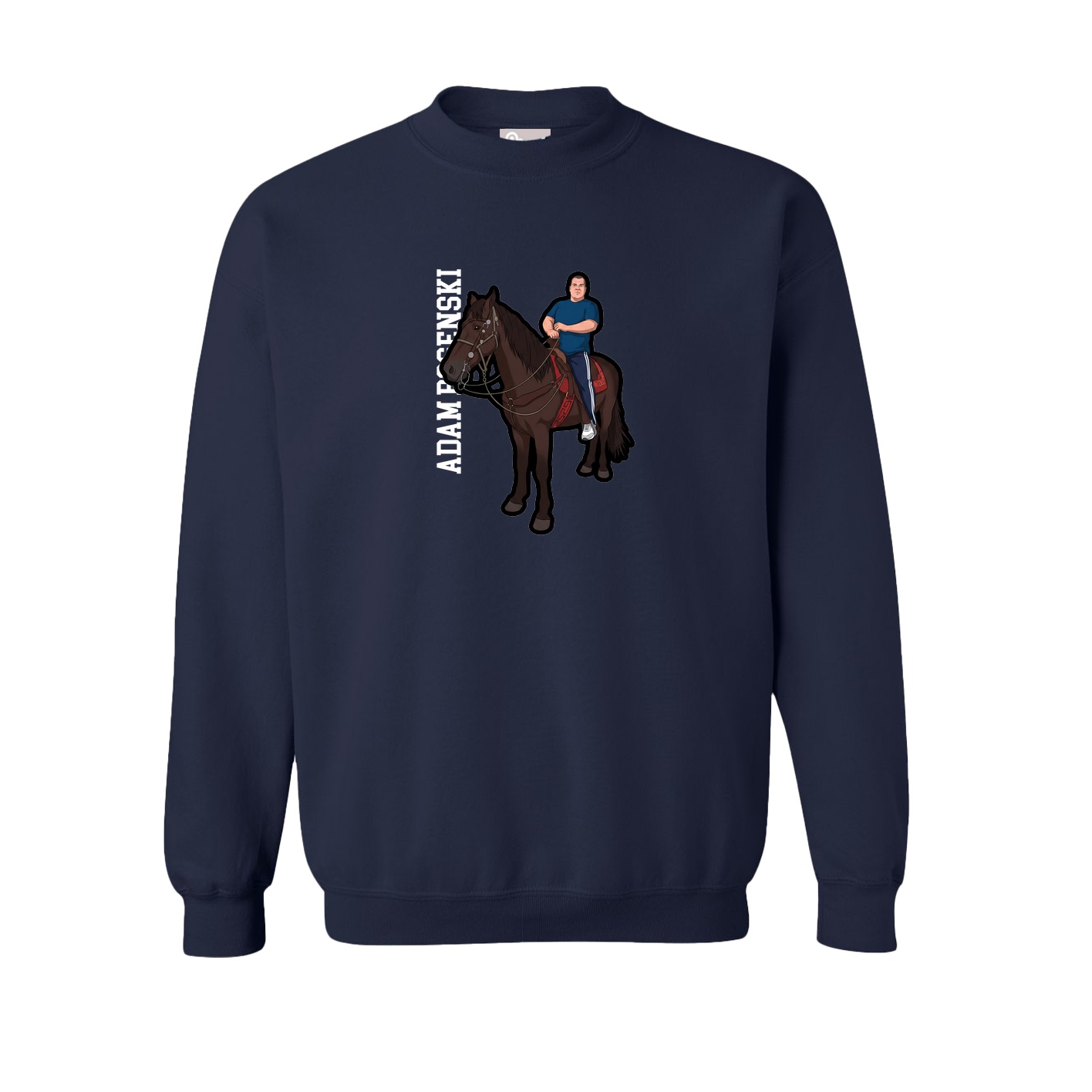 Fleece Crew — Name Vertical in Navy