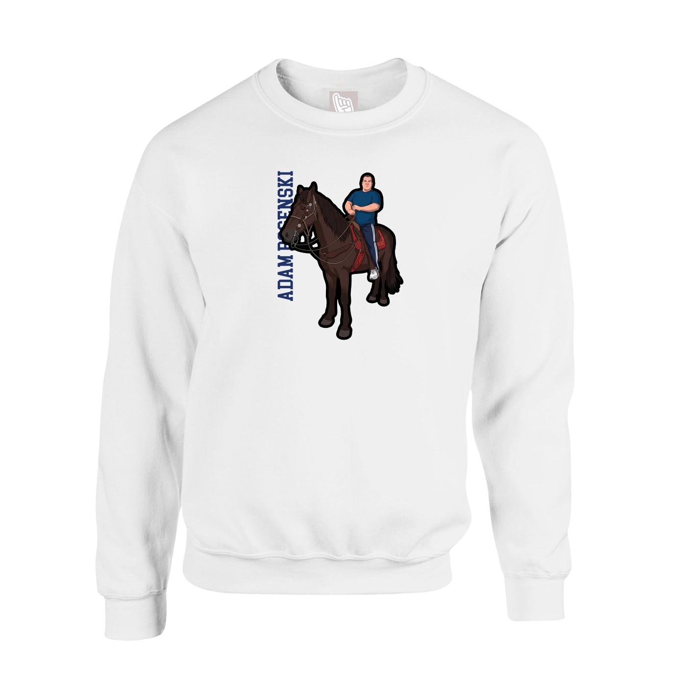 Fleece Crew — Name Vertical in White