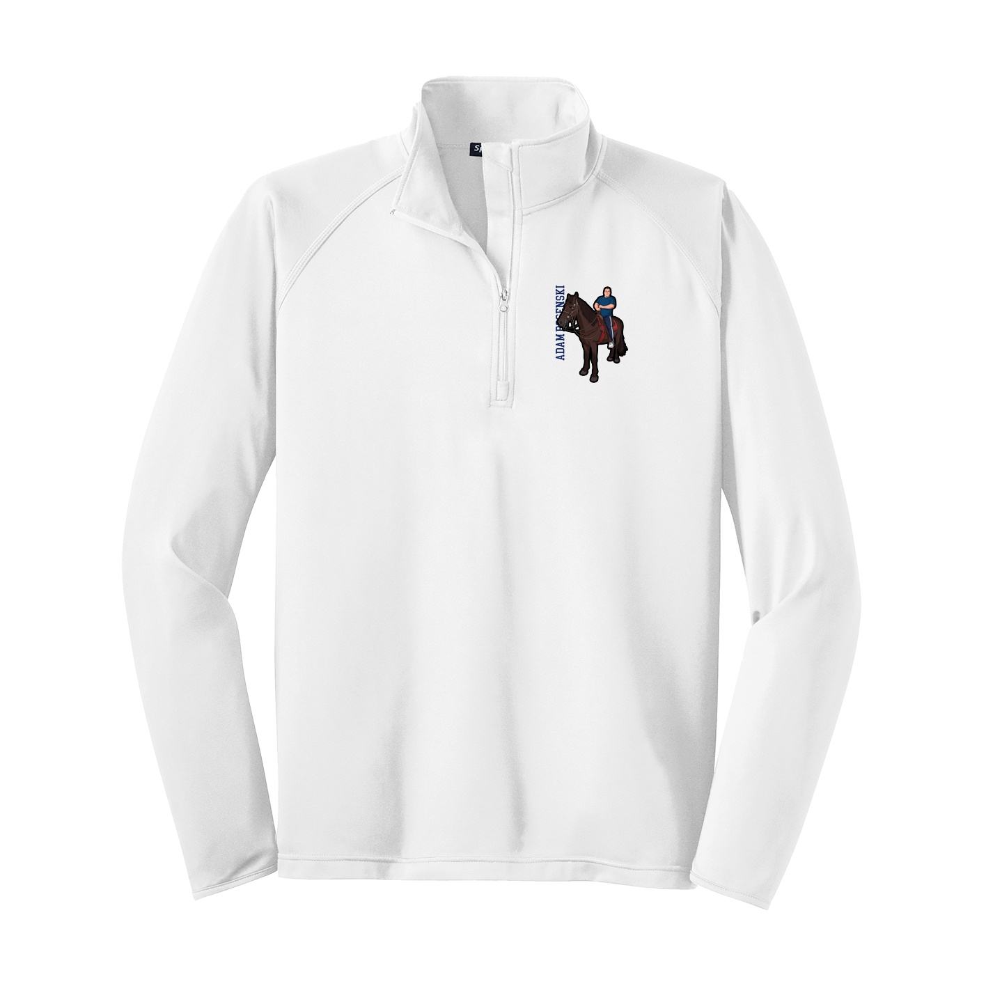 Q-Zip Pullover — Name Vertical in White