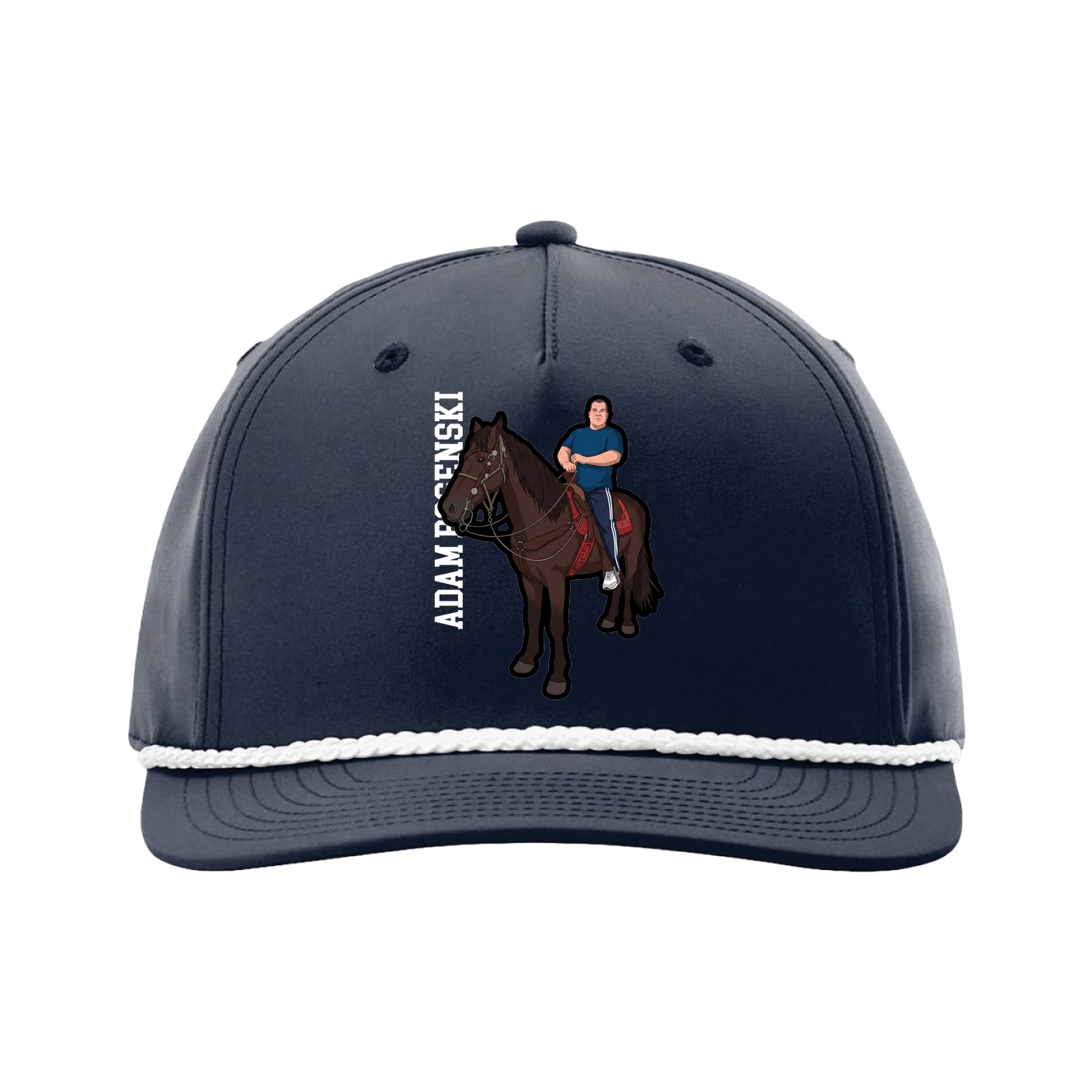 Five-Panel Classic Rope Cap — Name Vertical in Navy