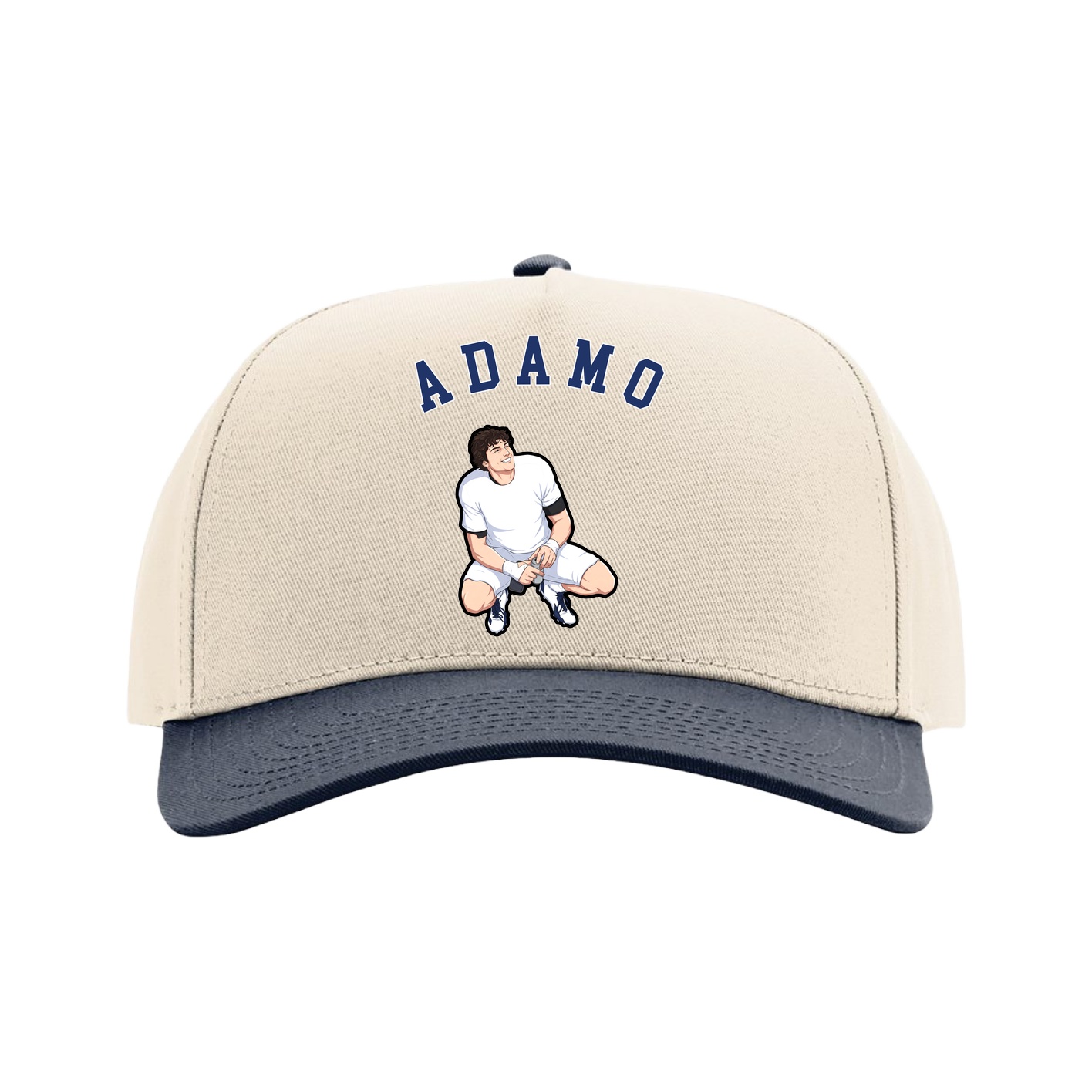 Full Fabric Five-Panel Champ Cap — Shirsey Arch in Cream/Navy