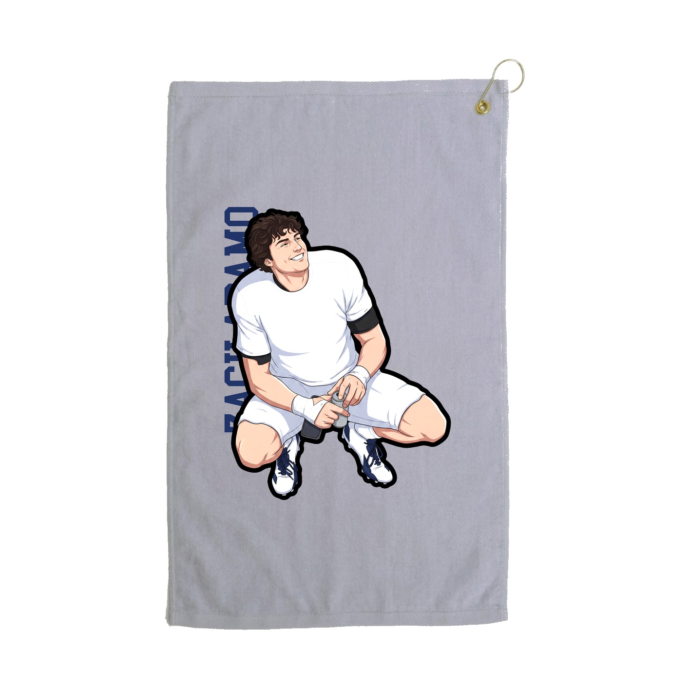Golf Towel — Name Vertical in Grey