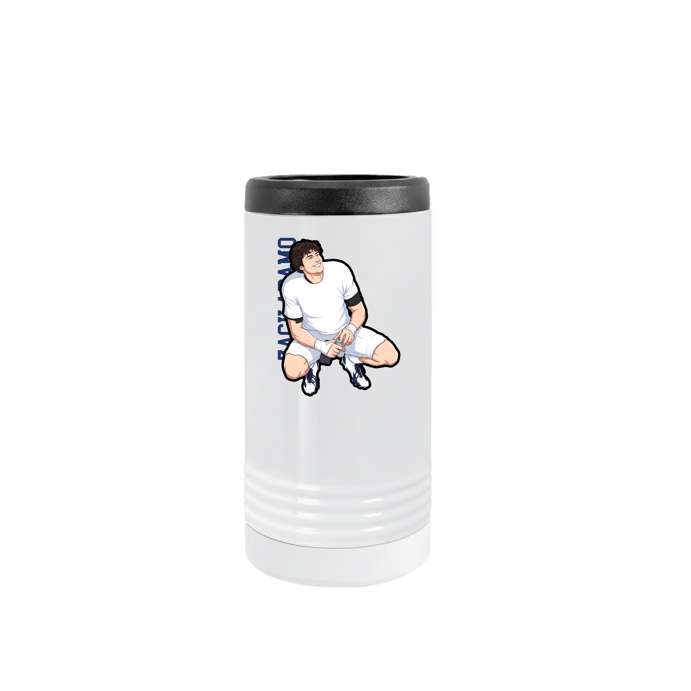 Slim Beverage Holder — Name Vertical in White