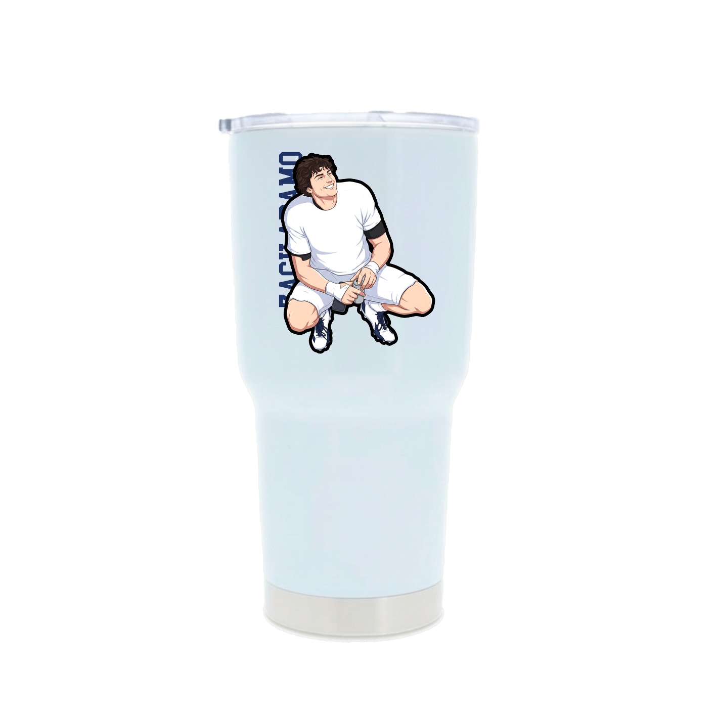 30oz Stainless Steel Tumbler — Name Vertical in White