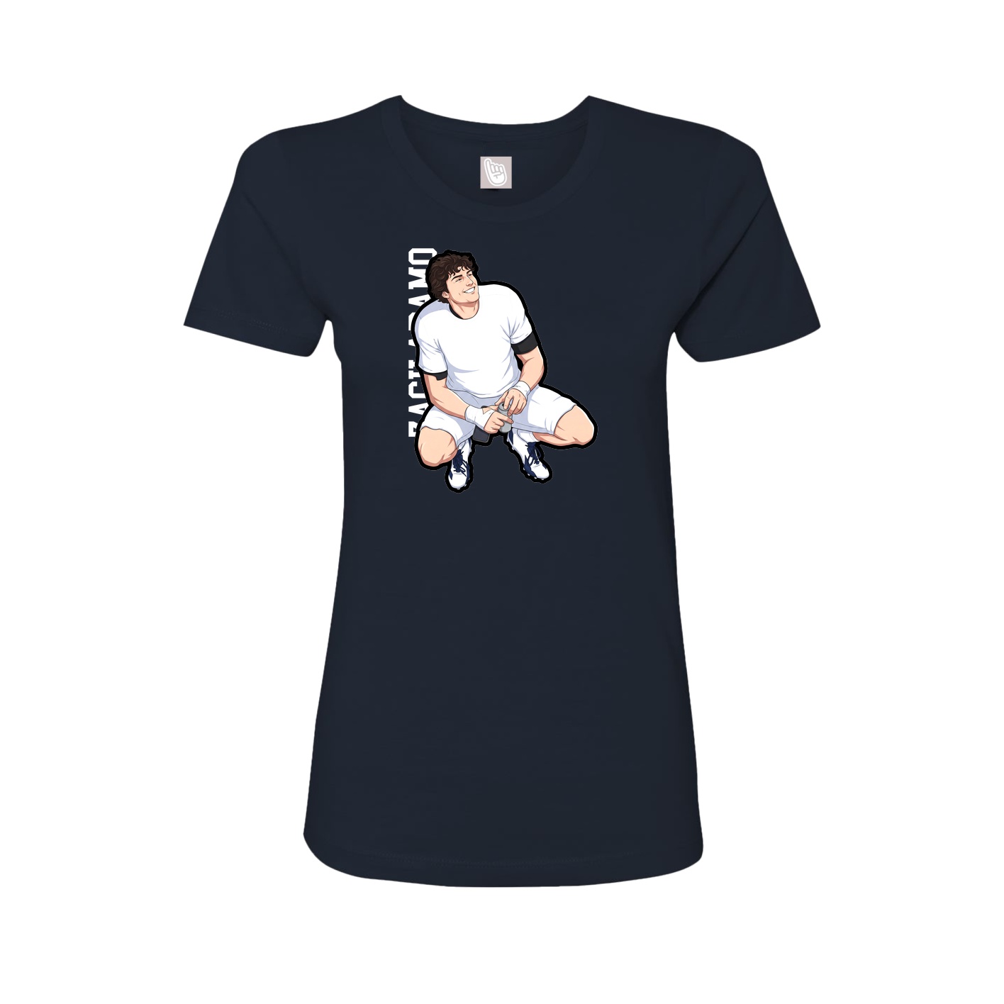 Fitted Women's Tee — Name Vertical in Navy
