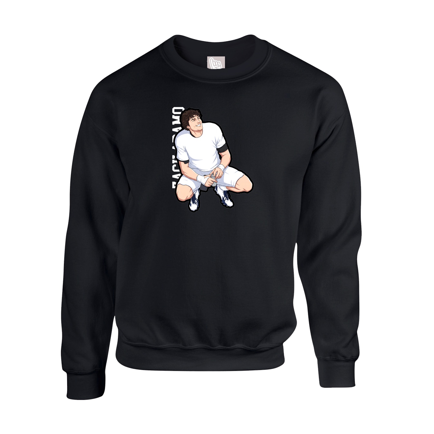 Fleece Crew — Name Vertical in Black