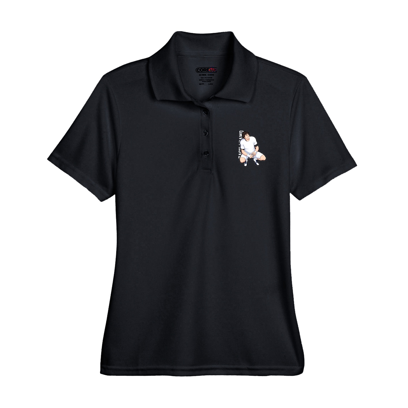 Womens Performance Polo — Name Vertical in Black