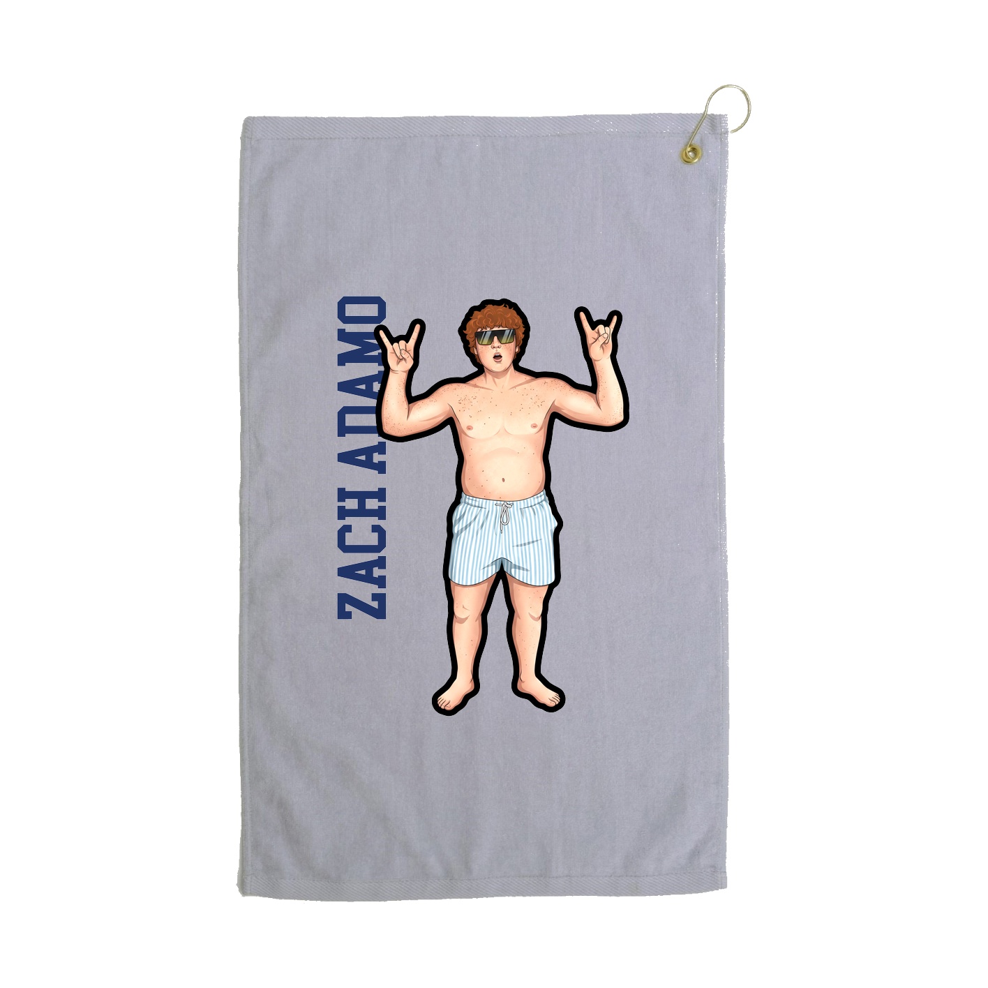 Golf Towel — Name Vertical in Grey
